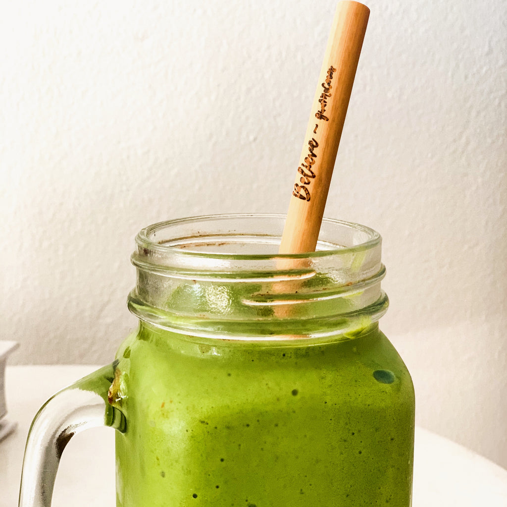 Green Juice With Bamboo Straws
